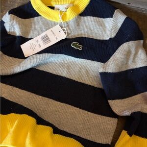 Lacoste Kids Crewneck Sweater - Navy, Gray, Yellow